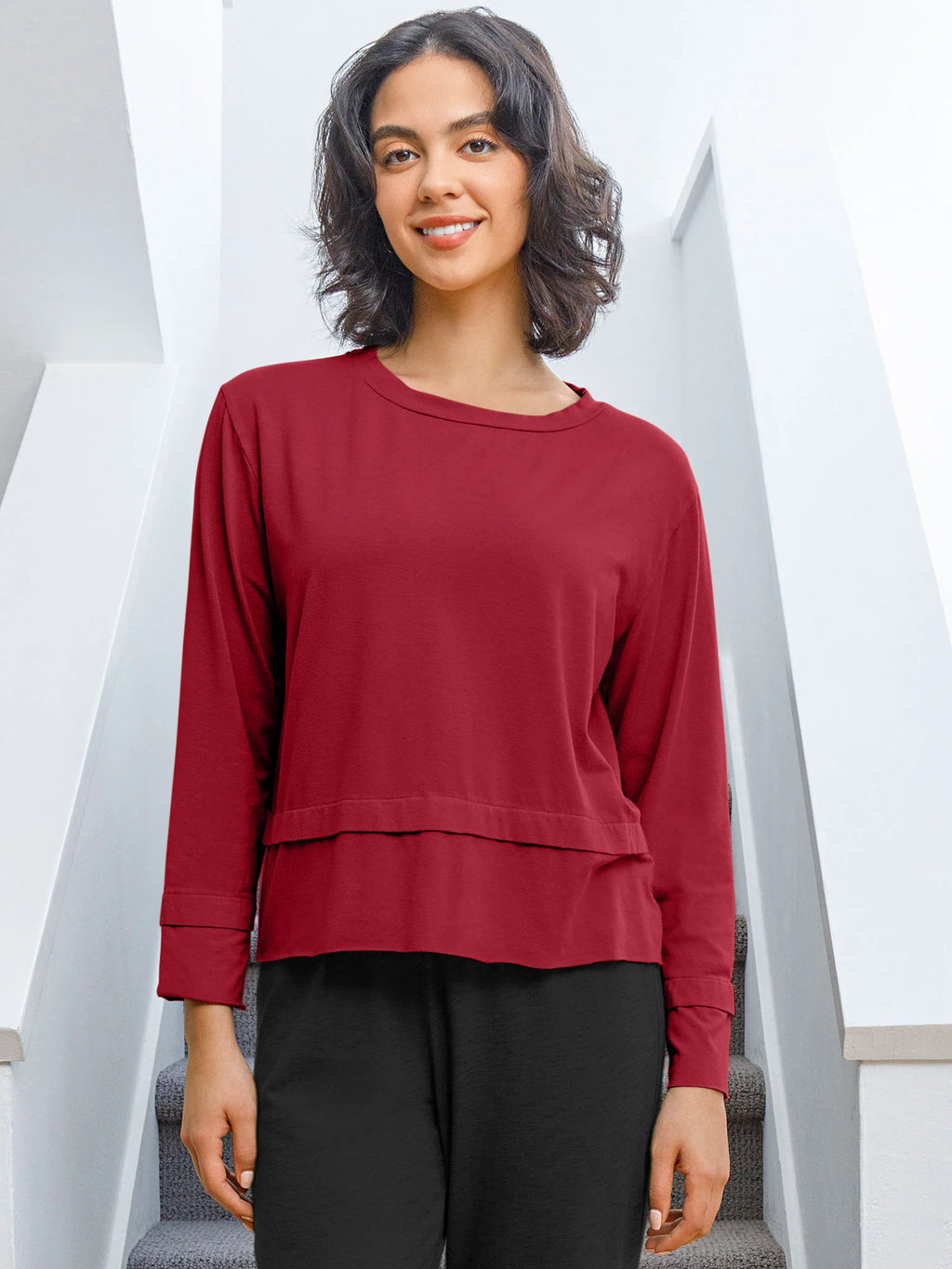 Overlap Hem Long Sleeve