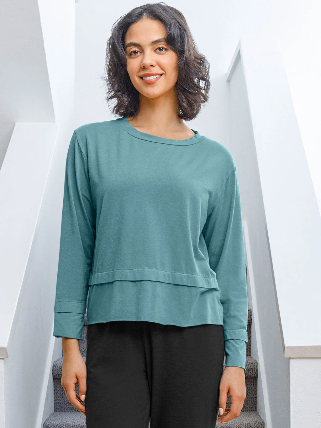 Overlap Hem Long Sleeve