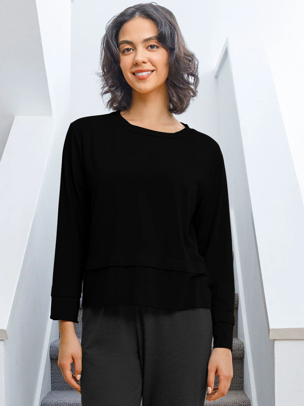 Overlap Hem Long Sleeve